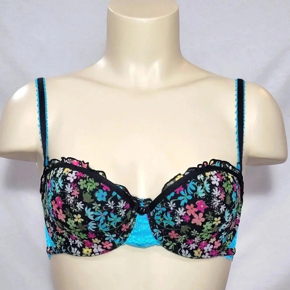 34C Jezebel Cassandra 12085 Rockstar Balconette Convertible Underwire Bra Blue F - Picture 1 of 3